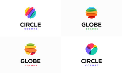 Wall Mural - set of modern colorful circle logo template designs vector illustration, colorful globe ball logo