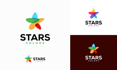 Wall Mural - colorful star logo designs concept vector illustration, shine star logo template icon