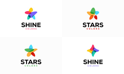 Wall Mural - set of colorful star logo designs concept vector illustration, shine star logo template icon