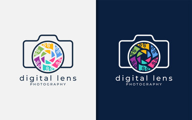 Aufkleber - Modern Photography Logo Design. Abstract Camera Symbol Combined with Modern Digital Lens with Stylish Lines Concept.