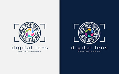 Aufkleber - Modern Photography Logo Design. Abstract Camera Symbol Combined with Modern Digital Lens with Stylish Lines Concept.