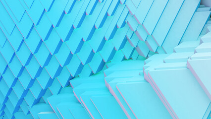 Wall Mural - Abstract background three dimensional structure pastel blue gradation, geometric background,3d rendering