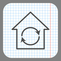 Wall Mural - Loading, house simple vector, icon. Flat design. On graph paper. Grey background.ai