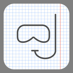 Diving simple icon vector. Flat desing. On graph paper. Grey background.ai