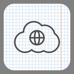 Wall Mural - Globe, cloud simple icon vector. Flat design. On graph paper. Grey background.ai