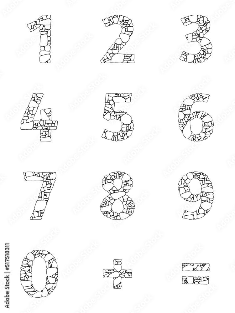 Vector de Stock Numbers and signs. Set of Mosaic numbers in flat style ...