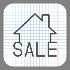 Wall Mural - Sale, house simple icon vector. Flat design. On graph paper. Grey background.ai