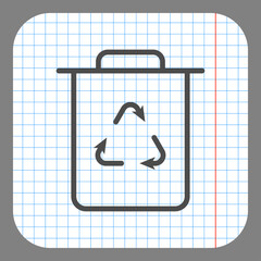 Wall Mural - Trash simple icon, vector. Flat design. On graph paper. Grey background.ai