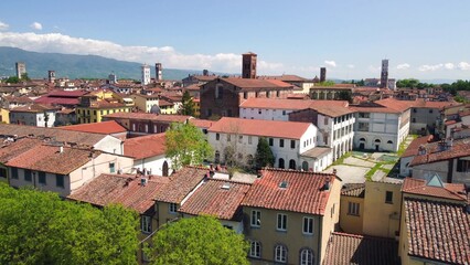 Wall Mural - Aerial view of Lucca cityscape in spring season, Tuscany - Italy