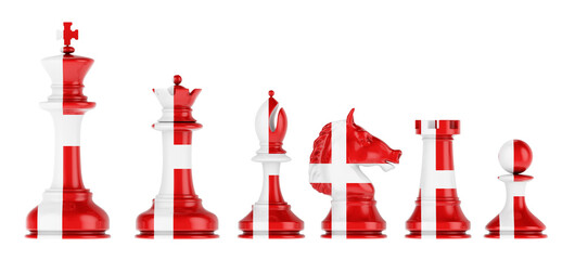 Poster - Chess figures with Danish flag, 3D rendering