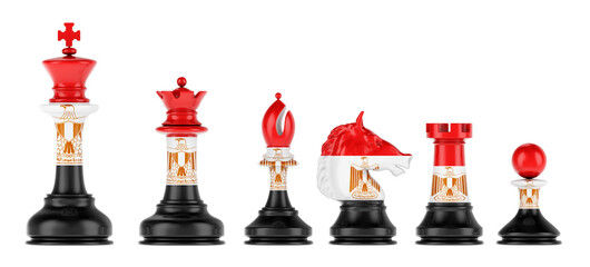 Poster - Chess figures with Egyptian flag, 3D rendering