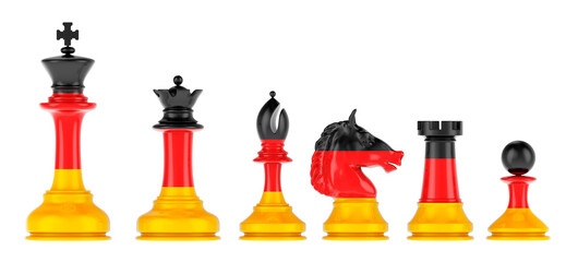Poster - Chess figures with German flag, 3D rendering