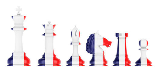 Poster - chess figures with french flag, 3d rendering