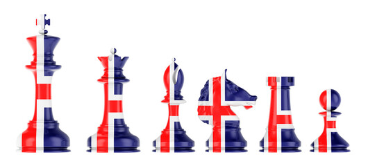 Poster - Chess figures with Icelandic flag, 3D rendering
