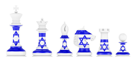Poster - Chess figures with Israeli flag, 3D rendering