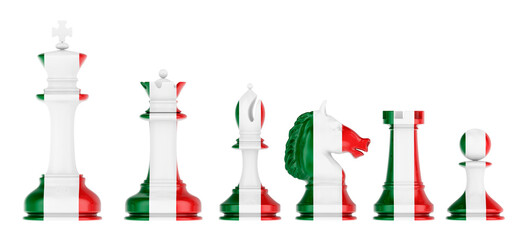 Poster - Chess figures with Italian flag, 3D rendering