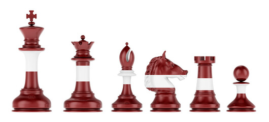 Poster - Chess figures with Latvian flag, 3D rendering