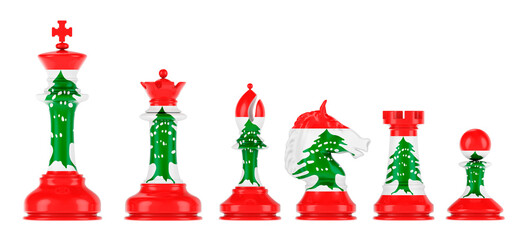 Poster - Chess figures with Lebanese flag, 3D rendering