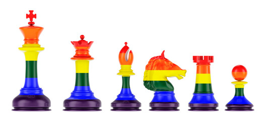 Poster - Chess figures with LGBT flag, 3D rendering