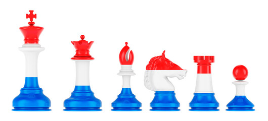 Poster - Chess figures with Luxembourgish flag, 3D rendering