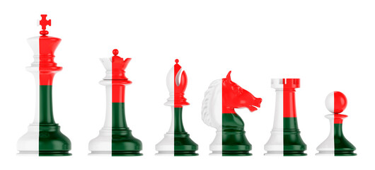 Poster - Chess figures with Madagascar flag, 3D rendering