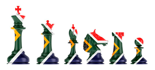 Poster - Chess figures with South African flag, 3D rendering