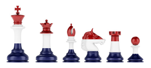 Poster - Chess figures with the Netherlands flag, 3D rendering