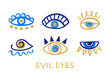 Evil eyes set. Hand drawn elements