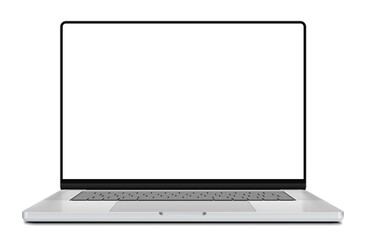 Poster - Modern frameless laptop vector mockup – front view on white background, blank screen