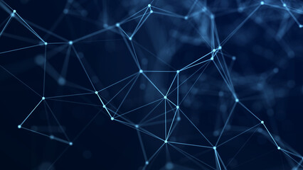 Leinwandbilder - Distribution of lines and points in space. Digital background of data network connection. 3D rendering.
