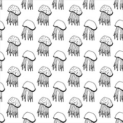 Wall Mural - Seamless vector pattern of a sea jellyfish.