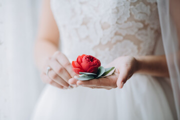 Sticker - bride holding a bouquet of roses