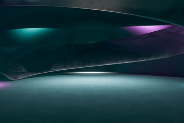 Poster - Modern or futuristic abstract gray interior with mock up place. 3D Rendering.