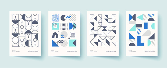 Trendy covers design. Minimal geometric shapes compositions.