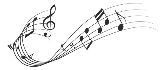 Music key on note bearer. Melody flow swirl