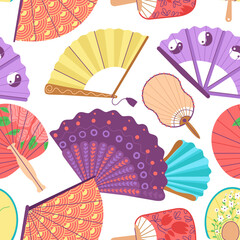 Poster - asian style fan pattern. kimono textile print, fan background design. oriental traditional elements 