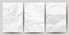 Set Of White сlean Crumpled Papers