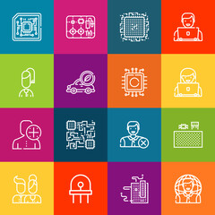 Poster - Modern thin line icons set of component elements. Premium quality outline symbol collection. Simple mono linear pictogram pack. Stroke vector logo concept for web graphics
