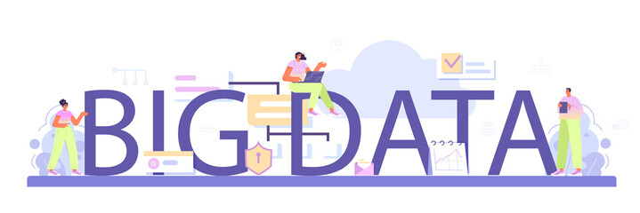 Poster - big data typographic header. big data based development of business