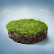 Travel and vacation background. 3d illustration with cut of the ground and the beautiful grass and rocks.