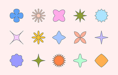 Wall Mural - vector set of colorful fun patches,stickers,geometric shapes in 90s style.abstract icons or symbols 