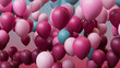 © RocknRoller Studios - Maroon, Pink and Duck Egg Blue Balloons Floating in the Air. Contemporary, Festival Background.
