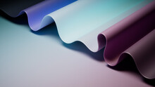 Modern, Purple And Blue Surface With Ripples. Gradient 3D Background.