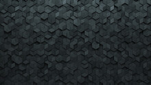 Futuristic Tiles Arranged To Create A Semigloss Wall. Diamond Shaped, 3D Background Formed From Concrete Blocks. 3D Render
