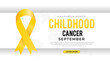 Childhood cancer awareness banner with yellow ribbon symbol.