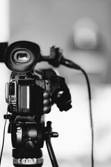 Wall Mural - Close-up Image of a Camera at an Outdoor Press Conference