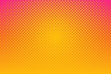 Pink Yellow  Pop Art Background With Halftone Dots In Retro Comic Style. Vector Illustration.