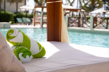 Fresh Towels On Cabana By Poolside