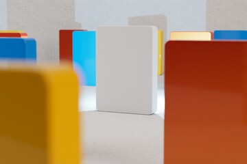 Poster - abstract background. multi-colored blocks for advertising products. rectangular buttons for placing text on a white background. 3d render. 3d illustration