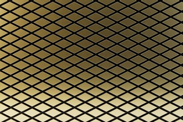 Poster - abstract background. black grid of rhombuses on a golden background. 3d illustration. 3d render